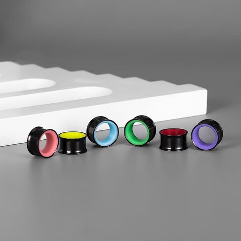 12PCS Stainless Steel Ear Gauges Plugs Double Flare Mix Color Flesh Tunnels Ear Stretcher Expander Body Jewelry for Women and Men in Kuwait