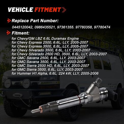 0445120042 0986435521 FJ962 502513 97361355 97780358 Diesel Fuel Injector for Duramax LBZ 6.6L V8 Engine Chevy Express Silverado 2500 3500 HD GMC Sierra Savana 2500 3500 HD 2003-2007 in Saudi Arabia