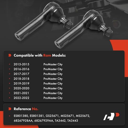 A-Premium 2 × أطراف قضيب ربط خارجي أمامي، متوافق مع Ram ProMaster City 2015-2022 in Saudi Arabia