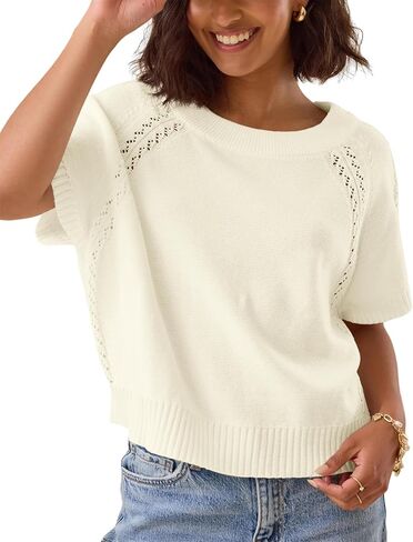 سترة نسائية خفيفة الوزن بأكمام قصيرة من Elitechoice سترة صيفية كاجوال محبوكة in Kuwait