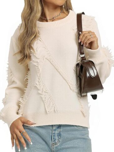 Womens Fall Sweaters Long Sleeve Tops Knit Crew Neck Pullover Sweaters Loose Basic Clothes in Saudi Arabia