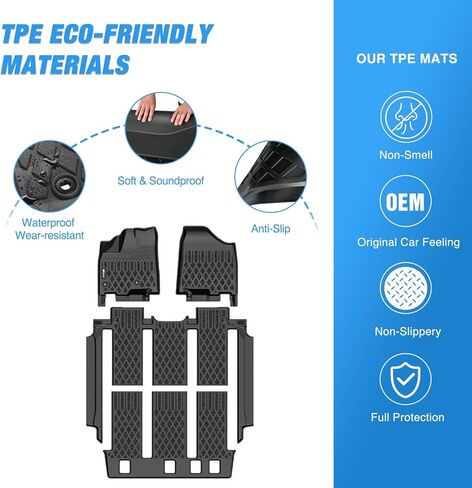 Nilight TPE Floor Mats for Toyota Sienna 7 Seat 2013 2014 2015 2016 2017 2018 2019 2020 (Without Center Console Only) All Weather Custom Fit Heavy Duty Floor Liners in Saudi Arabia