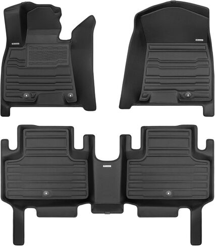 TuxMat - for Genesis GV80 5-Seater 2021-2024 Models - Custom Car Mats - Maximum Coverage, All Weather, Laser Measured - This Full Set Includes 1st and 2nd Rows Black in Kuwait