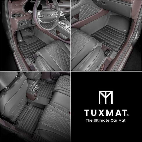 TuxMat - for Genesis GV80 5-Seater 2021-2024 Models - Custom Car Mats - Maximum Coverage, All Weather, Laser Measured - This Full Set Includes 1st and 2nd Rows Black in Kuwait