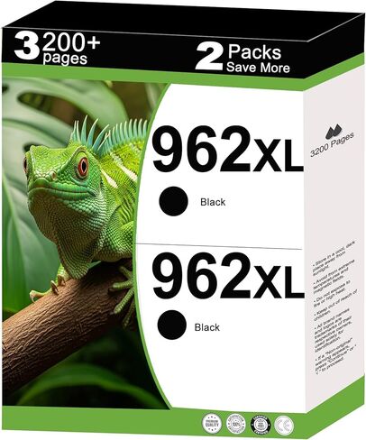 962XL Ink Cartridges Black Replacement for HP 962 XL Compatible for HP962 HP962XL to use with 9015e 9010 9015 9025e 9020 9018e 9018 9025 9012e 9010e 9012 9020e 9019 Printers (Black, 2 Packs) in Kuwait