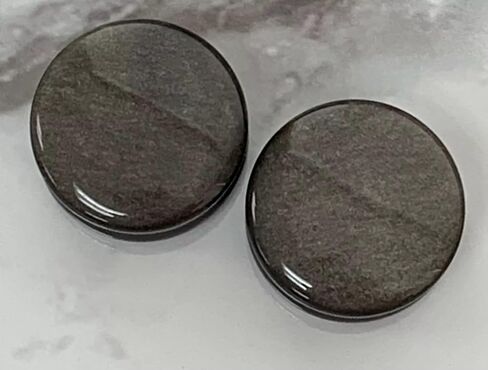 PAIR of Stunning Silver Obsidian Organic Natural Stone Double Flare Plugs - Gauges - Body Jewelry in Saudi Arabia