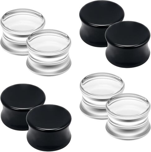 Cisyozi 6G-30mm Solid Acrylic Gauges for Ear Double Flared Saddle Lightweight Ear Gauges Tunnels Plugs Stretcher Expander Piercing Body Jewelry for Women Men Black Clear in Saudi Arabia