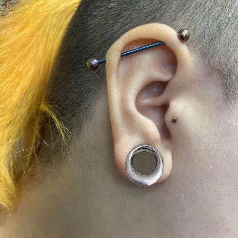 2pcs Classic Ear Gauges Horn Hollow Design for Stretched Ears Hypoallergenic 316 Stainless Steel Ear cuff Tunels plugs 00G 8mm-16mm(0G-5/8'') Gold and Silver in Kuwait