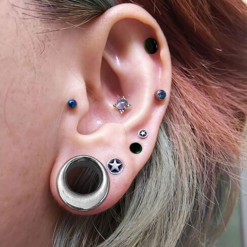 2pcs Classic Ear Gauges Horn Hollow Design for Stretched Ears Hypoallergenic 316 Stainless Steel Ear cuff Tunels plugs 00G 8mm-16mm(0G-5/8'') Gold and Silver in Kuwait