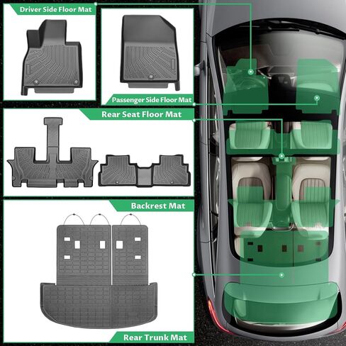 Floor Mats for Kia Telluride 2020 2021 2022 2023 2024 2025 7/8 Seats, TPE TPE Non-Slip Summer Winter All Weather Protection Custom Fit Floor Liners & Seatback Mat & Cargo Liner in Kuwait