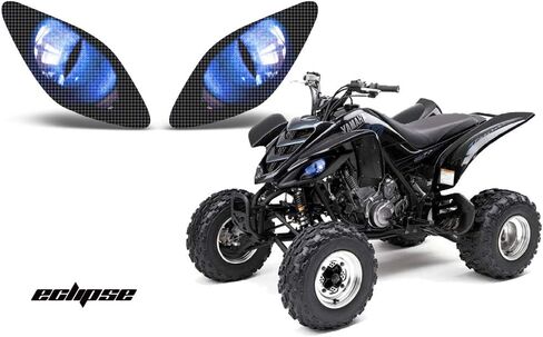 AMR Racing ATV Headlight Eye Graphics Decal Cover Compatible with Yamaha Raptor 660 2001-2005 Eclipse Blue in Kuwait