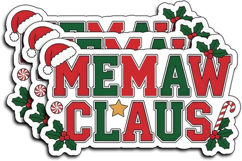 (3 قطع) ملصقات Memaw Claus مضحكة للعطلات ملصق الجدة المرح لتزيين هدايا عيد الميلاد المجيد مقاومة للماء اقتباسات للعطلات شارات الفينيل لزجاجة مياه Kindle ممتص الصدمات للسيارة وقبعة صلبة للهاتف المحمول 3×2 in Kuwait