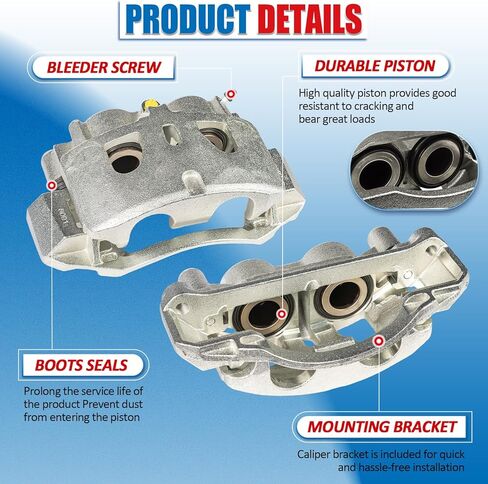 Brake Caliper Assembly with Bracket Pair Front Compatible with Chevrolet 2016-2019 Suburban Suburban 3500 HD 2011-2019 Silverado 2500 HD Disc Brake Caliper 18B5302 18B5303 in Kuwait
