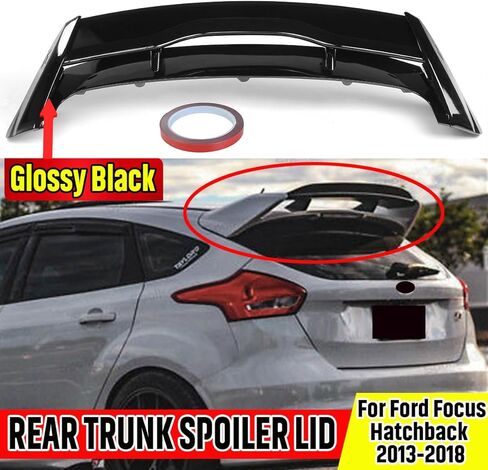 Rear Trunk Spoiler Lid Compatible with for Ford Focus Hatchback 2013-2018 RS Style Rear Trunk Spoiler Lid, Glossy Black in Saudi Arabia