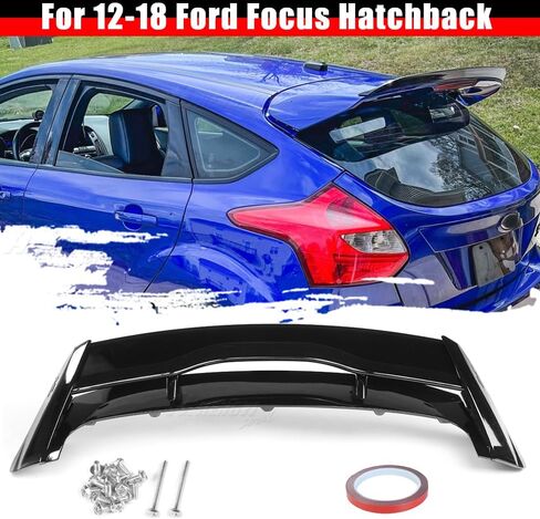 Rear Trunk Spoiler Lid Compatible with for Ford Focus Hatchback 2013-2018 RS Style Rear Trunk Spoiler Lid, Glossy Black in Saudi Arabia