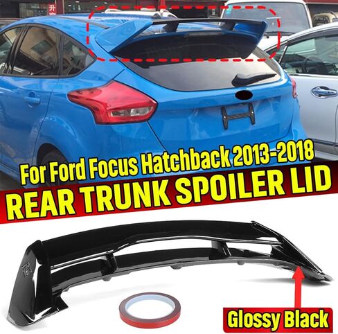 Rear Trunk Spoiler Lid Compatible with for Ford Focus Hatchback 2013-2018 RS Style Rear Trunk Spoiler Lid, Glossy Black in Saudi Arabia