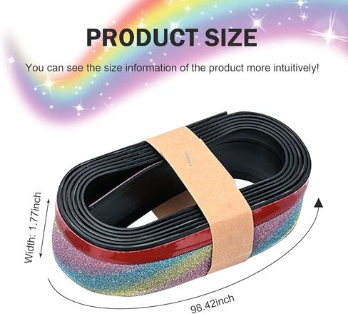 2.5m Soft Rubber Car Front Bumper Spoiler Lip & Side Skirt Protector - Non-Fade Scratch-Resistant Guard Strip Air Dam, Shiny Colorful Fashion Decal, Universal for Most Vehicles (Multicolored) in Kuwait