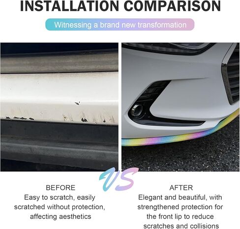 2.5m Soft Rubber Car Front Bumper Spoiler Lip & Side Skirt Protector - Non-Fade Scratch-Resistant Guard Strip Air Dam, Shiny Colorful Fashion Decal, Universal for Most Vehicles (Multicolored) in Kuwait