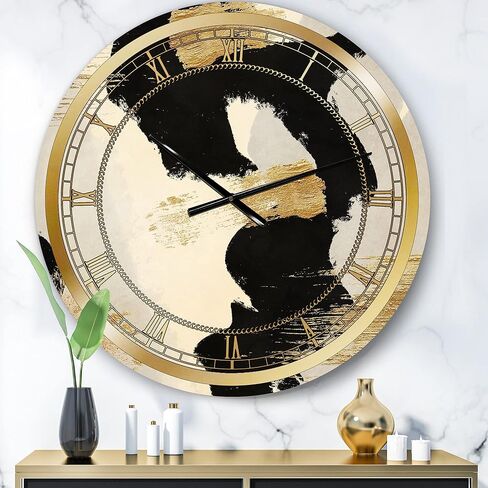 Glam Wall Clock 'Glam Collage III' Abstract Large Wall Clock for Living Room Decor in Kuwait