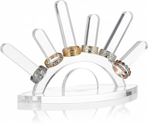 Acrylic Ring Holder, 6 Rod Ring Display Clear Rings Display Stand, Jewelry Organizer for Women Multiple Rings Storage in Saudi Arabia