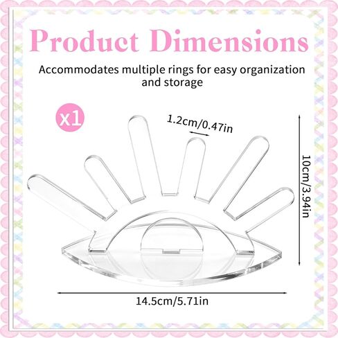 Acrylic Ring Holder, 6 Rod Ring Display Clear Rings Display Stand, Jewelry Organizer for Women Multiple Rings Storage in Saudi Arabia