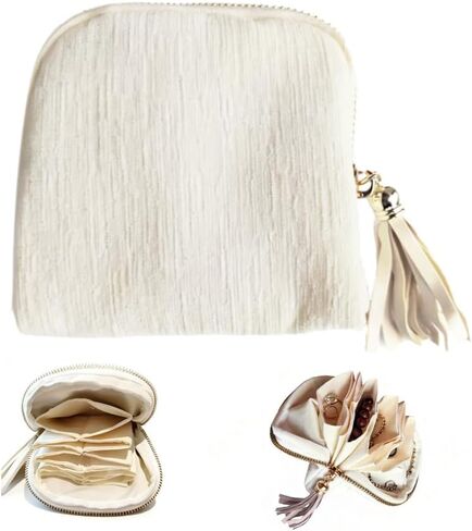 Travel Jewelry Organizer Case - Velvet Zipper Pouch with 6 Compartments for Bracelets, Earrings, Necklace, Anti-Scratch Storage, Valentine Gifts for Women (Peacock Green) in Kuwait