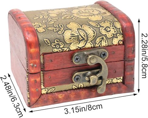 2PCS Vintage Chinese Style Jewelry Boxes Mini Wooden Jewelry Storage Box Ethnic Style Handmade Jewelry Case with Metal Lock in Saudi Arabia