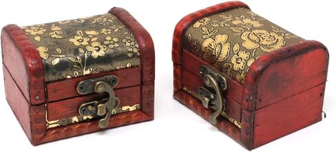 2PCS Vintage Chinese Style Jewelry Boxes Mini Wooden Jewelry Storage Box Ethnic Style Handmade Jewelry Case with Metal Lock in Saudi Arabia
