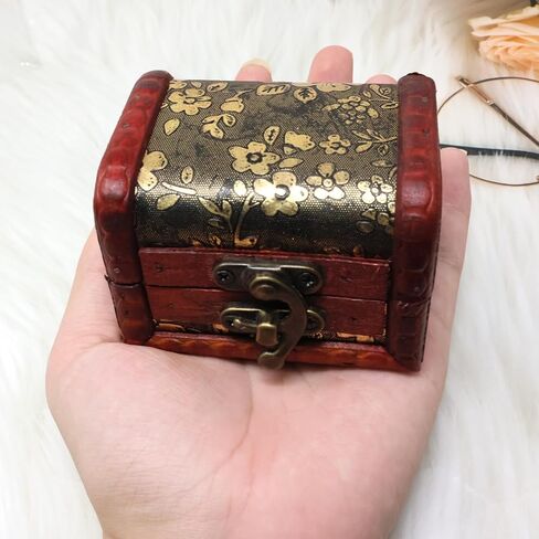 2PCS Vintage Chinese Style Jewelry Boxes Mini Wooden Jewelry Storage Box Ethnic Style Handmade Jewelry Case with Metal Lock in Saudi Arabia