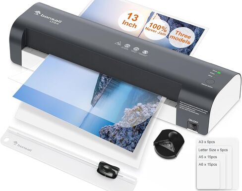 Bonsaii Laminator, 13 Inch 7-in-1 Thermal Laminator Machine with Never Jam Technology, with 40 Laminting Sheets for Home, Office, and Classroom Organization Supplies in Kuwait
