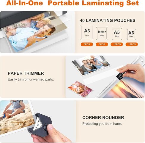 Bonsaii Laminator, 13 Inch 7-in-1 Thermal Laminator Machine with Never Jam Technology, with 40 Laminting Sheets for Home, Office, and Classroom Organization Supplies in Kuwait