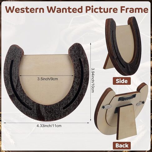 3 Pcs Horseshoe Photo Frame Wooden Western Picture Frame Holds 3.5 x 3.5 Inch Picture with Clear Acrylic for Rider or Horse Lover Equestrian Gift Vintage Wedding Party Decorations in Kuwait