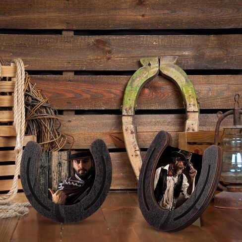 3 Pcs Horseshoe Photo Frame Wooden Western Picture Frame Holds 3.5 x 3.5 Inch Picture with Clear Acrylic for Rider or Horse Lover Equestrian Gift Vintage Wedding Party Decorations in Kuwait