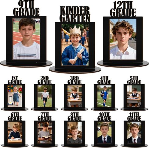 13 Pcs K-12 Picture Frame 2026 Graduation Table Centerpieces 5.5 x 8.75 Inch Wood Grad Photo Display Frame for Graduation Party Supplies(Black) in Kuwait