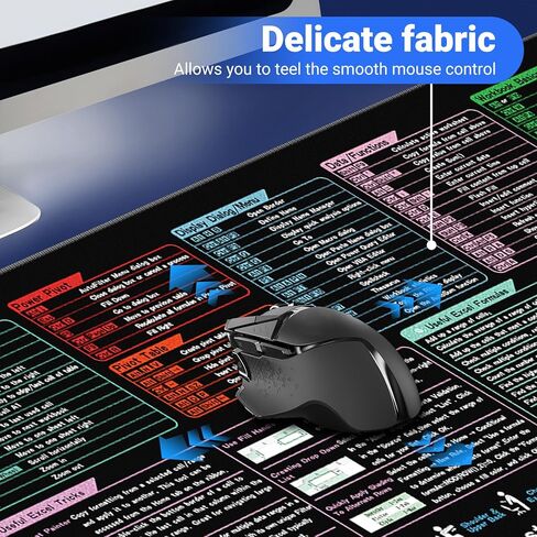 لوحة مكتب Excel Cheat Sheet مقاس 31.5 × 11.8 - لوحة ماوس مقاومة للماء بمقياس بوصة، تحتوي على 9 وحدة وظائف Excel رئيسية ووظيفة مشتركة، حصيرة مكتبية كبيرة الحجم XL Excelpad للوحة المفاتيح والماوس in Kuwait