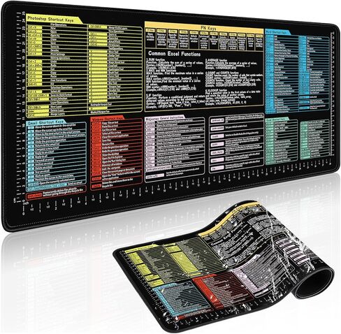لوحة مكتب Excel Cheat Sheet مقاس 31.5 × 11.8 - لوحة ماوس مقاومة للماء بمقياس بوصة، تحتوي على 9 وحدة وظائف Excel رئيسية ووظيفة مشتركة، حصيرة مكتبية كبيرة الحجم XL Excelpad للوحة المفاتيح والماوس in Kuwait