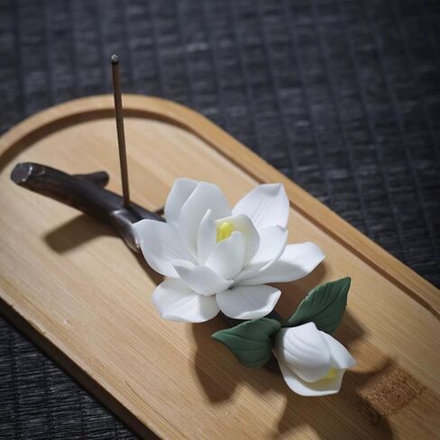 Handmade Ceramic Incense Holder for Home,Perfect Yoga Meditation Accessory, Elegant Home Office Decor for Women, Unique Gift for Her (Floral Design) in Saudi Arabia