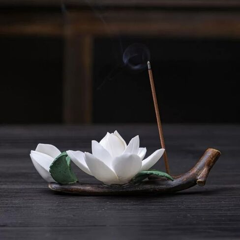 Handmade Ceramic Incense Holder for Home,Perfect Yoga Meditation Accessory, Elegant Home Office Decor for Women, Unique Gift for Her (Floral Design) in Saudi Arabia