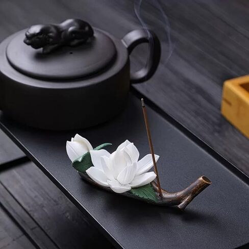 Handmade Ceramic Incense Holder for Home,Perfect Yoga Meditation Accessory, Elegant Home Office Decor for Women, Unique Gift for Her (Floral Design) in Saudi Arabia