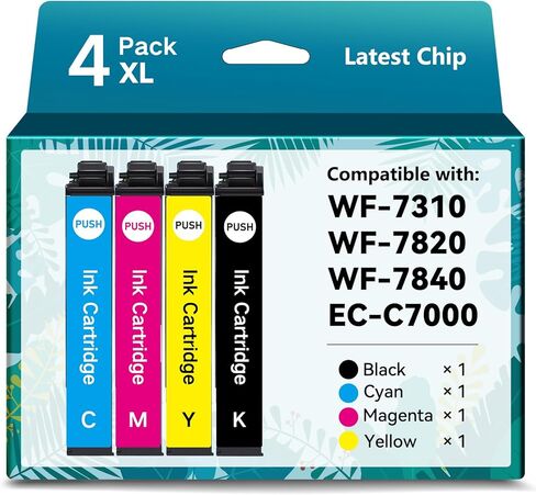 خراطيش حبر معاد تصنيعها لحزمة خراطيش الحبر Epson 812XL كومبو لطابعة T812XL T812 لطابعة Epson Workforce WF-7820 WF-7840 WF-7310 EC-C7000 (4 عبوات) in Kuwait