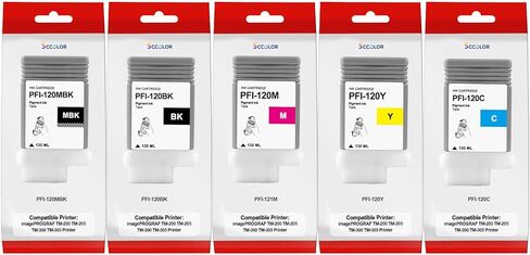 PFI-120 Ink Cartridge PFI-120 PFI120 Tank Bundle PFI-120MBK PFI-120BK PFI-120C PFI-120M PFI-120Y Ink Replacement for Canon PFI-120 Ink use imagePROGRAF TM-200 TM-205 TM-300 TM-305 Ink Tank Set in Kuwait