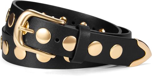 حزام جلد نسائي من VATAN لفساتين الجينز والسراويل وحزام خصر كاجوال للسيدات مع إبزيم ذهبي in Kuwait