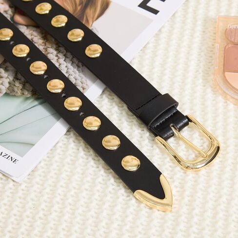 حزام جلد نسائي من VATAN لفساتين الجينز والسراويل وحزام خصر كاجوال للسيدات مع إبزيم ذهبي in Kuwait