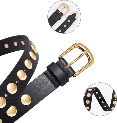 حزام جلد نسائي من VATAN لفساتين الجينز والسراويل وحزام خصر كاجوال للسيدات مع إبزيم ذهبي in Kuwait