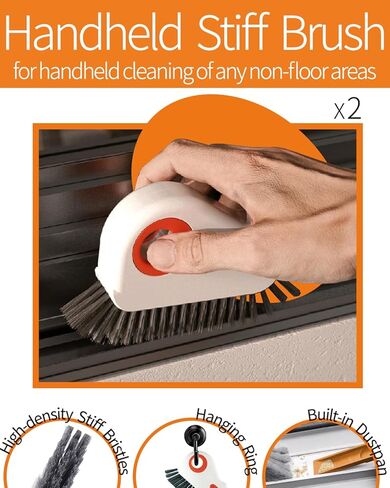 Groove Gap Cleaner Tools Set, 6 Pcs Hand-held 2 Brush with Dustpan&tweezer + 2 Sponge Brush with Dustpan + 2 Replacement Cloth for Sliding Door, Sill, Tile Lines, Shutter, Car Vents, Keyboard in Kuwait