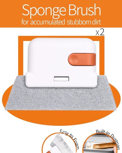 Groove Gap Cleaner Tools Set, 6 Pcs Hand-held 2 Brush with Dustpan&tweezer + 2 Sponge Brush with Dustpan + 2 Replacement Cloth for Sliding Door, Sill, Tile Lines, Shutter, Car Vents, Keyboard in Kuwait