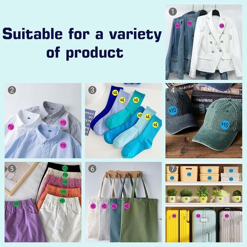 ملصقات أسعار بيع المرآب، 1800 قطعة من بطاقات الأسعار الدائرية، 3/4 بوصة، 4 ألوان (وردي، أزرق، أصفر، أخضر)، لمبيعات الفناء، أسواق السلع المستعملة، البيع بالتجزئة in Kuwait