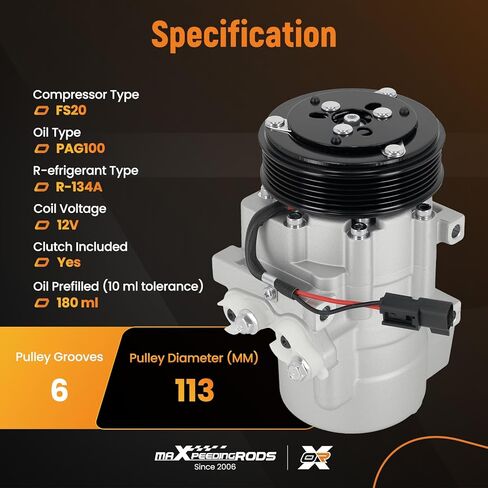 ضاغط مكيف هواء ماكسبيدينجرودز مع قابض لفورد F-150 2007-2014، إكسبيديشن 2007-2014، F-250/F-350 سوبر ديوتي 2007-2010، لينكولن نافيجيتور 2007-2014، 5.4 لتر 4.6 لتر 6.2 لتر 6.8 لتر V8 V10 in Saudi Arabia