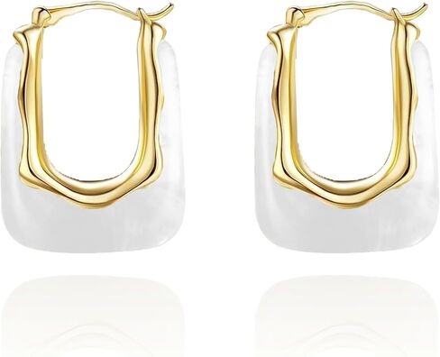 Acrylic Hoop Earrings for Women Gold Chunky Statement Huggie Earrings Clear Green Resin Drop Earring Minimalist Trendy Jewelry Gift in Kuwait