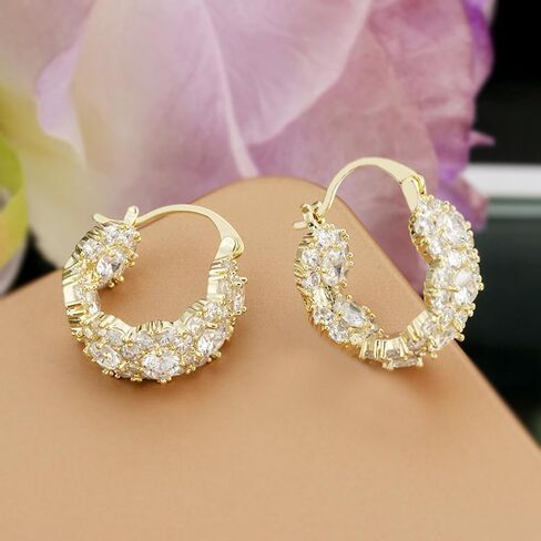 MIKAMU 14K Gold Hoop Earrings for Women CZ cubic zirconia Gold Plated dainty Hoop Earring for Women Jewelry in Kuwait